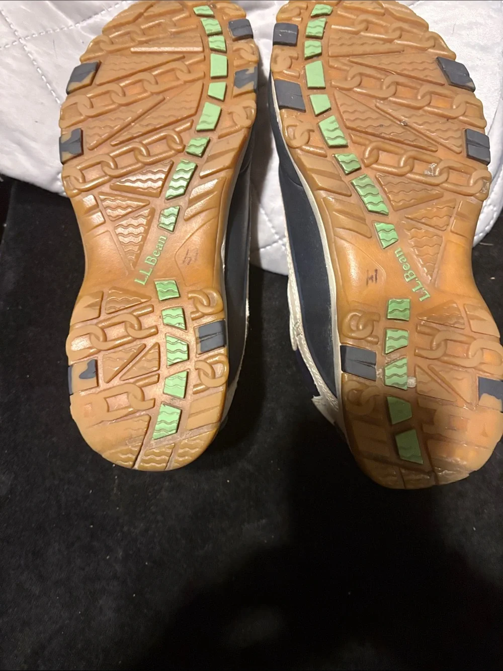 L.L. Bean Two-Tone Waterproof Slip-On Duck Boots in Navy and Cream